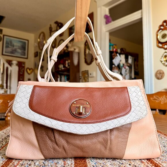 Elliott Lucca Multicolored Italian Leather Handbag with Gold Hardware - Picture 1 of 8
